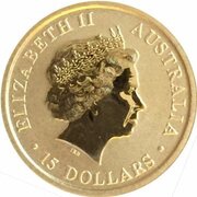 15 Dollars - Elizabeth II 4th Portrait - Kangaroo -Gold Bullion Coin obverse image