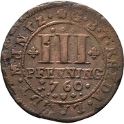 3 Pfennig - Moritz Casimir, Germany, 1760 reverse image