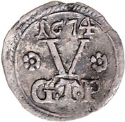 5 Pfennig - Moritz, Germany, 1674 reverse image