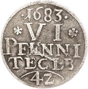 6 Pfennig - John Adolph, Germany, 1683 reverse image
