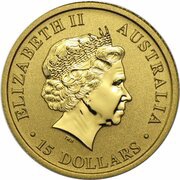 15 Dollars - Elizabeth II 4th Portrait - Kangaroo - Gold Bullion Coin obverse image