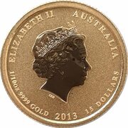 15 Dollars - Elizabeth II 4th Portrait - Australia/American Memorial - Gold bullion Coin obverse image