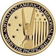 15 Dollars - Elizabeth II 4th Portrait - Australia/American Memorial - Gold bullion Coin, Australia, 2013 reverse image
