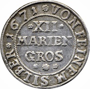 12 Mariengroschen - Moritz, Germany, 1670-1672 reverse image