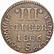 3 Stuber - Maximilian IV Joseph, Germany, 1805-1806 reverse image