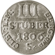 3 Stüber - Joachim Murat, Germany, 1806-1807 reverse image