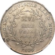 1 Thaler - Joachim Murat, Germany, 1806 reverse image