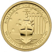 15 Dollars - Elizabeth II 4th Portrait - Battle of the Coral Sea - Gold Bullion Coin, Australia, 2014-2015 reverse image