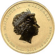 15 Dollars - Elizabeth II 4th Portrait - Year of the Goat - Gold Bullion Coin obverse image
