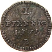 1 Pfennig - Christian Frederick Charles Alexander, Germany, 1779 reverse image