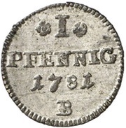 1 Pfennig - Christian Frederick Charles Alexander, Germany, 1780-1783 reverse image