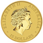 15 Dollars - Elizabeth II 4th Portrait - Kangaroo - Gold Bullion Coin obverse image