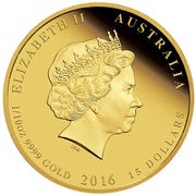 15 Dollars - Elizabeth II 4th Portrait - Year of the Monkey - Gold Bullion Coin obverse image