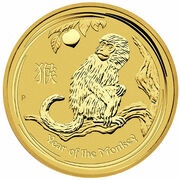 15 Dollars - Elizabeth II 4th Portrait - Year of the Monkey - Gold Bullion Coin, Australia, 2016 reverse image