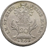 20 Kreuzers - Christian Frederick Charles Alexander 20 Konventionskreuzer, Germany, 1759-1762 reverse image