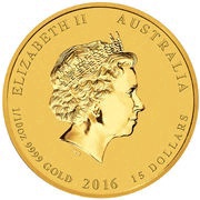 15 Dollars - Elizabeth II 4th Portrait - Year of the Monkey - Gold Bullion Coin obverse image