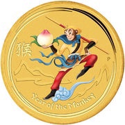 15 Dollars - Elizabeth II 4th Portrait - Year of the Monkey - Gold Bullion Coin, Australia, 2016 reverse image