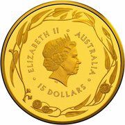 15 Dollars - Elizabeth II 4th Portrait - Kangaroo - Gold Bullion Coin obverse image