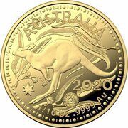 15 Dollars - Elizabeth II 4th Portrait - Kangaroo - Gold Bullion Coin, Australia, 2016-2020 reverse image