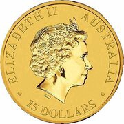 15 Dollars - Elizabeth II 4th Portrait - Kangaroo - Gold Bullion Coin obverse image