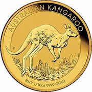 15 Dollars - Elizabeth II 4th Portrait - Kangaroo - Gold Bullion Coin, Australia, 2017 reverse image