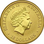 15 Dollars - Elizabeth II 4th Portrait - Kangaroo - Gold Bullion Coin obverse image