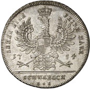 1 Thaler - Charles William Frederick, Germany, 1754 reverse image