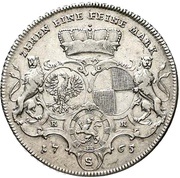 1 Thaler - Christian Frederick Charles Alexander Konventionstaler, Germany, 1765-1766 reverse image