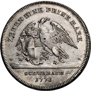 1 Thaler - Christian Frederick Charles Alexander Konventionstaler, Germany, 1773 reverse image