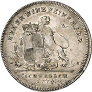 1 Thaler - Christian Frederick Charles Alexander Konventionstaler, Germany, 1774 reverse image
