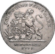 1 Thaler "Konventionstaler" - Christian Frederick Charles Alexander, Germany, 1774 reverse image