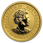 15 Dollars - Elizabeth II 6th Portrait - Kangaroo - Gold Bullion Coin obverse image