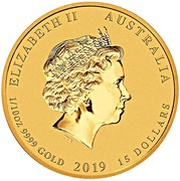 15 Dollars - Elizabeth II 4th Portrait - Year of the Pig - Gold Bullion Coin obverse image
