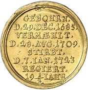 1 Ducat - William Frederick Death, Germany, 1723 reverse image