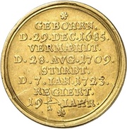2 Ducats - William Frederick Death, Germany, 1723 reverse image