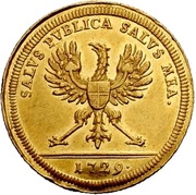 2 Ducats - Charles William Frederick Accession, Germany, 1729 reverse image