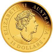 15 Dollars - Elizabeth II 6th Portrait - Kangaroo - Gold Bullion Coin obverse image