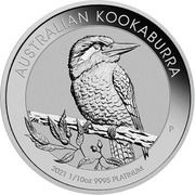 15 Dollars - Elizabeth II 6th Portrait - Australian Kookaburra - Platinum Bullion Coin, Australia, 2021 reverse image