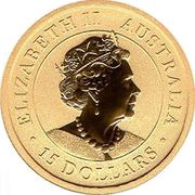 15 Dollars - Elizabeth II 6th Portrait - Kangaroo - Gold Bullion Coin obverse image