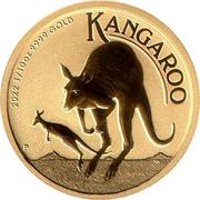 15 Dollars - Elizabeth II 6th Portrait - Kangaroo - Gold Bullion Coin, Australia, 2022 reverse image