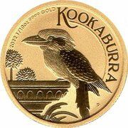 15 Dollars - Elizabeth II 6th Portrait - Australian Kookaburra - Gold Bullion Coin, Australia, 2022 reverse image