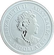 15 Dollars - Elizabeth II Posthumous; 6th Portrait - Australian Kookaburra - Platinum Bullion obverse image