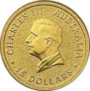 15 Dollars - Charles III 1st Portrait - Australian Kangaroo - Gold Bullion Coin obverse image