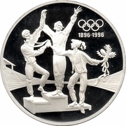 20 Dollars - Elizabeth II 3rd Portrait - Olympics 100 Years - Silver Proof, Australia, 1993 reverse image