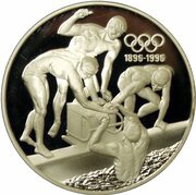 20 Dollars - Elizabeth II 3rd Portrait - Olympics 100 Years - Silver Proof, Australia, 1993 reverse image