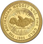 25 Dollars - Elizabeth II 3rd Portrait - Gold Nugget - Golden Eagle - Bullion Coin, Australia, 1986-1989 reverse image