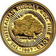 25 Dollars - Elizabeth II 3rd Portrait - Gold Nugget - Fathers Day - Bullion Coin, Australia, 1987 reverse image