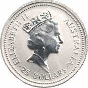 25 Dollars - Elizabeth II 3rd Portrait - Koala - Platinum obverse image