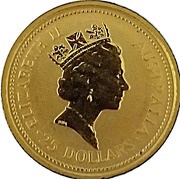 25 Dollars - Elizabeth II 3rd Portrait - Kangaroo - Gold Bullion Coin obverse image