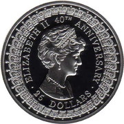 25 Dollars - Elizabeth II 3rd Portrait - Princess Diana - Masterpieces in Silver, Australia, 1992 reverse image